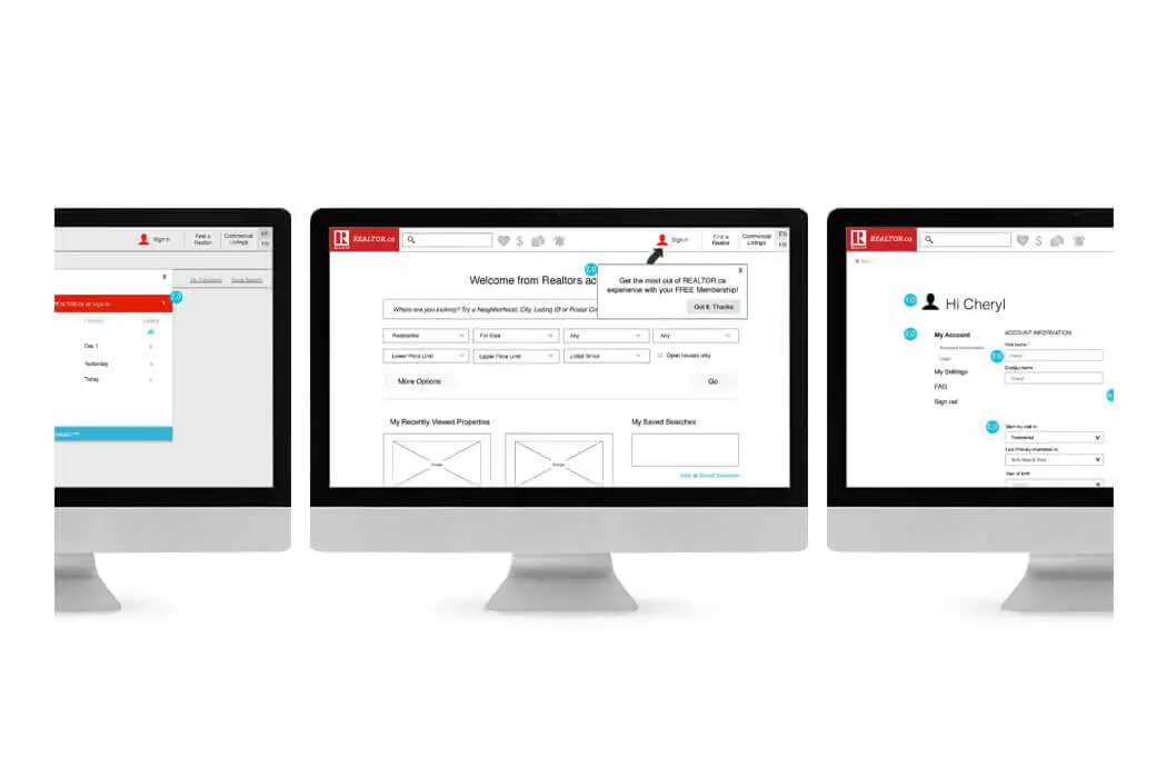 CREA wireframe design