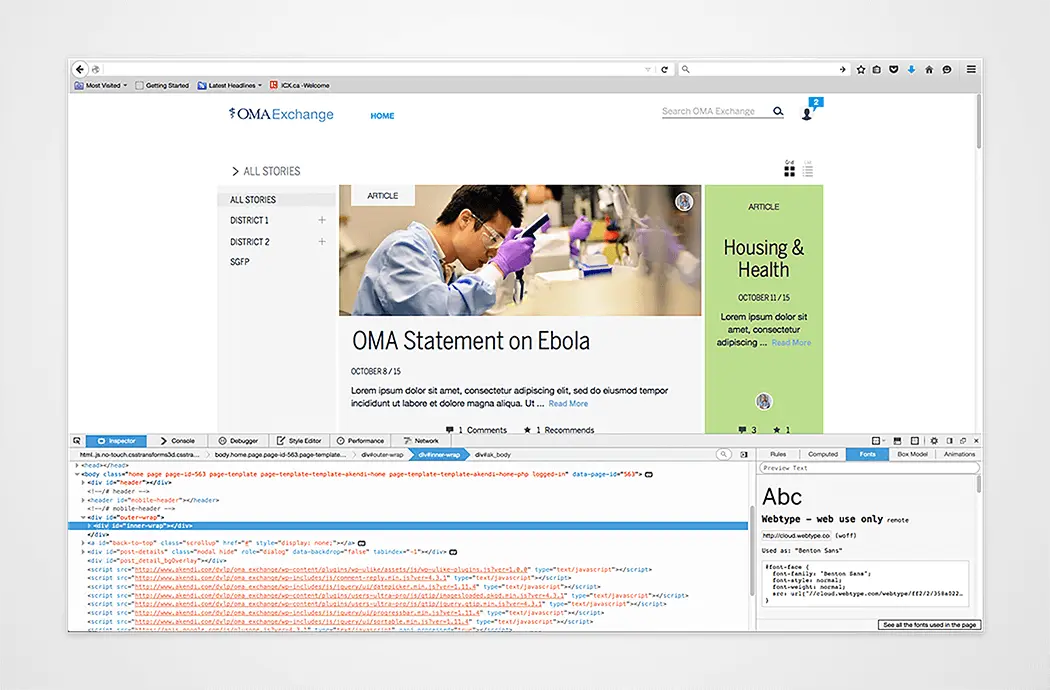 OMA Exchange UX Design front end coding