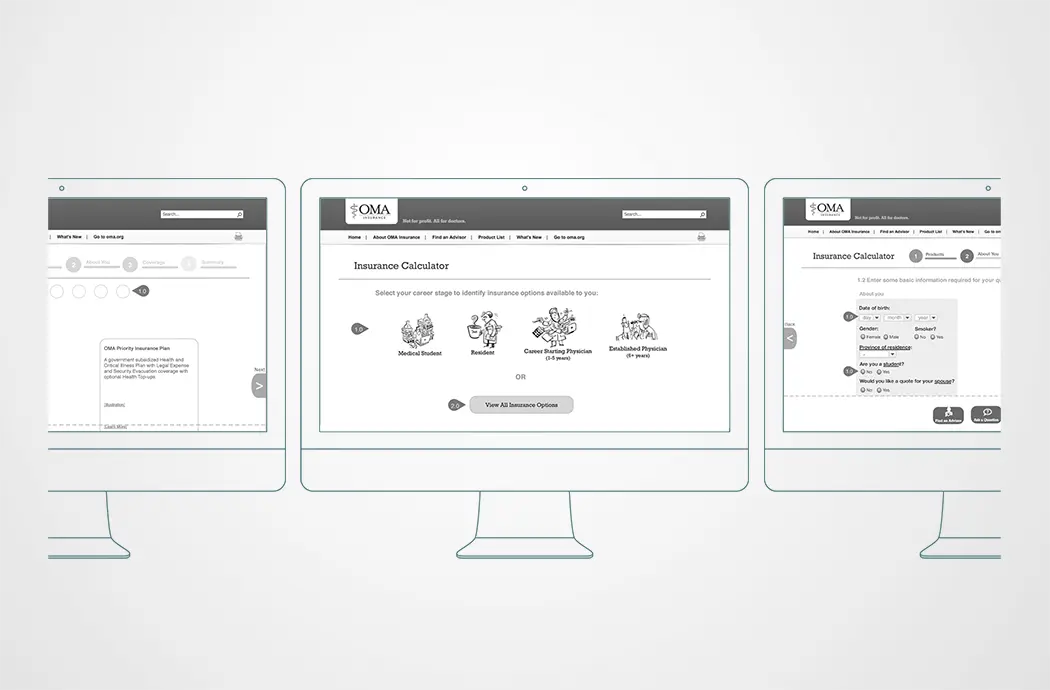 OMA Insurance UX Web Wireframe Design