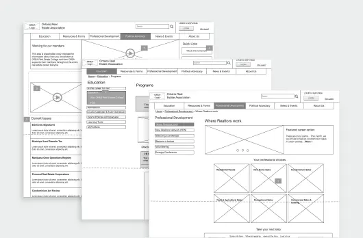 OREA web wireframe design