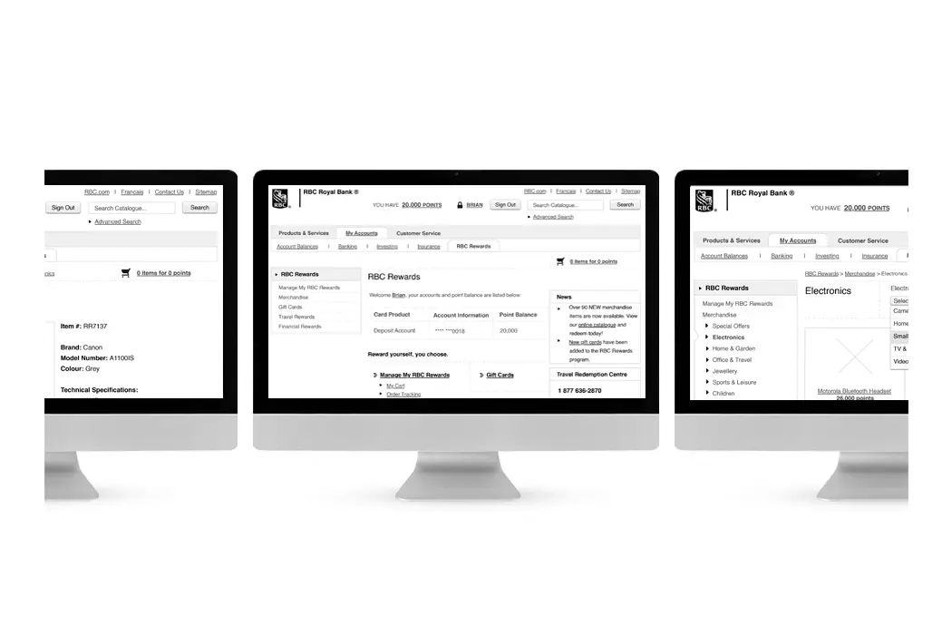 RBC Rewards UX Web Wireframe Designer