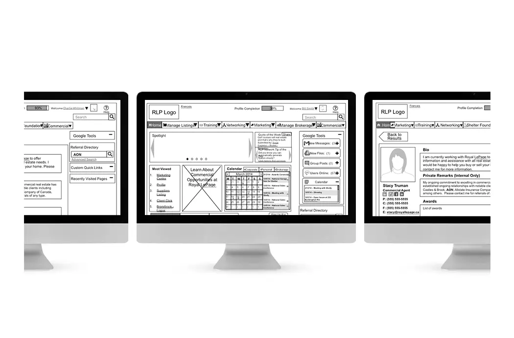 Royal LePage intranet UX Web wireframe Design